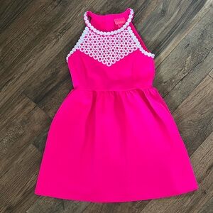 Lilly Pulitzer Vibrant Pink Kids Dress with White Trim